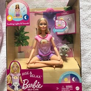Barbie--Self-Care Rise & Relax Doll with Yellow Puppy
